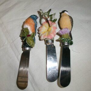 3 vtg boston warehouse cheese spreaders birds of nature